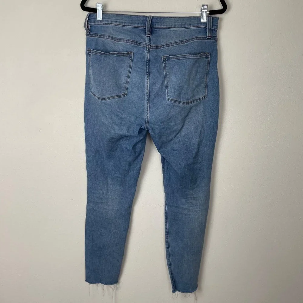 J. Crew Factory Woman's Sz 31High Rise Medium Wash Skinny Jeans Frayed Acid Wash - Picture 8 of 9